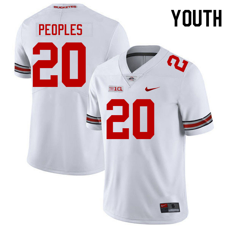 Ohio State Buckeyes James Peoples Youth #20 Authentic White College Football Jersey 2404ZUQP6